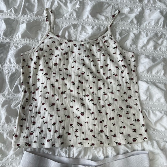 Just Polly Coquette Babydoll Cotton Cami Short Pajama Set Ivory Red Roses - Picture 2 of 5